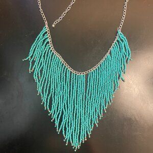 Beaded Turquoise Silver Necklace